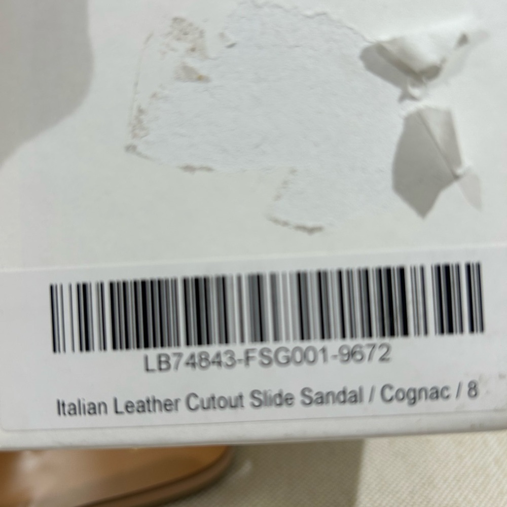 Quince Italian Leather Cutout Slide Sandal Tan Cognac Women’s Size 8 NWOT - Picture 6 of 6